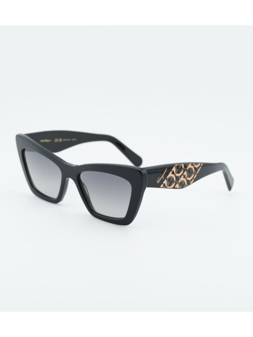 Salvatore Ferragamo SF1081S 001 Sunglasses Black Cat Eye Frame, Grey Lenses